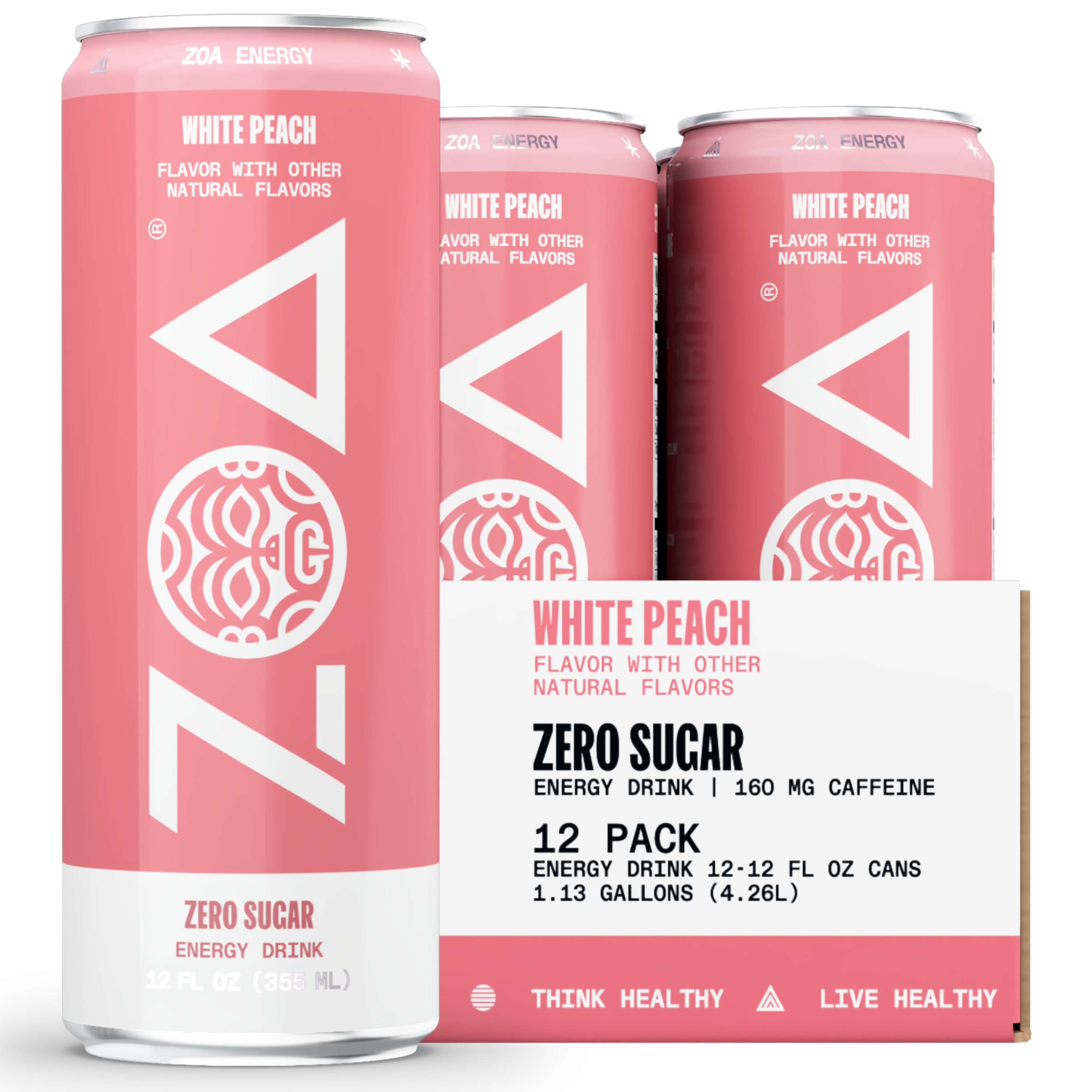 ZOA White Peach 12 Ounce Energy Drink