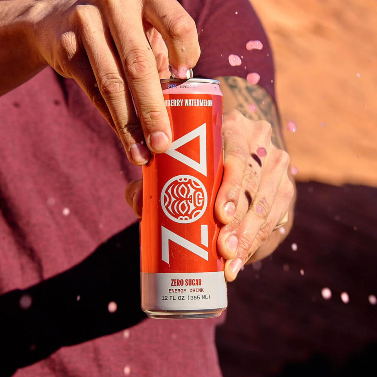 ZOA Strawberry Watermelon Energy Drink 12 Ounce