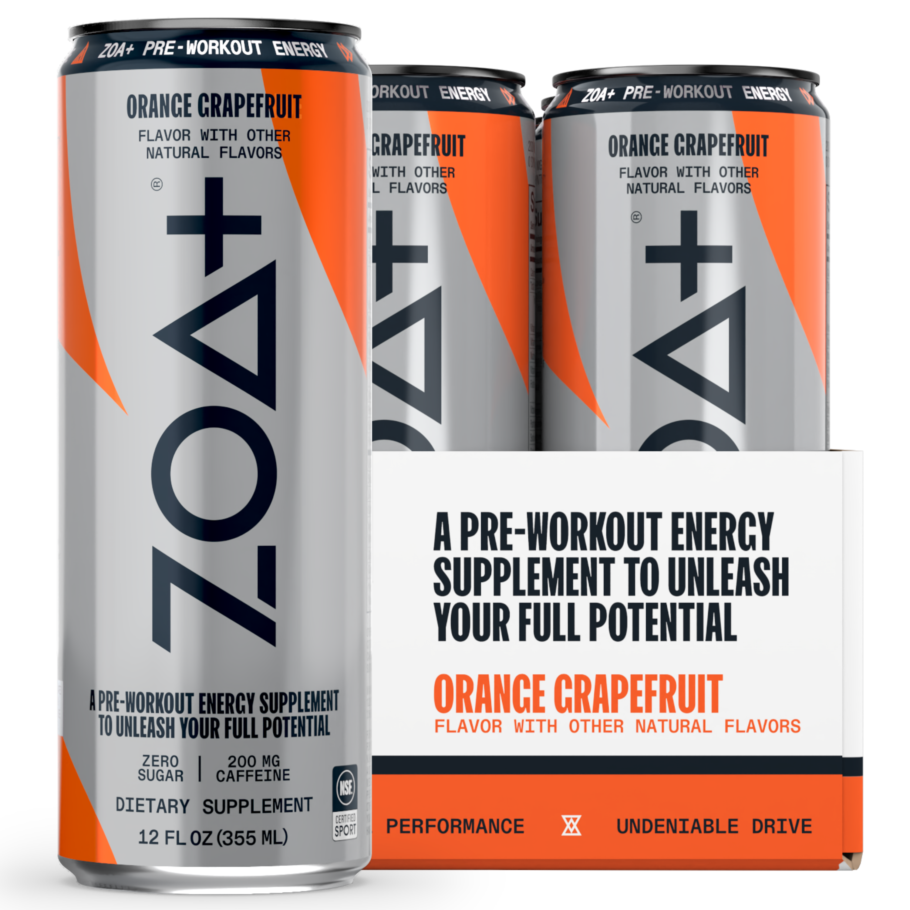 ZOA+ Orange Grapefruit Pre-Workout Drinks