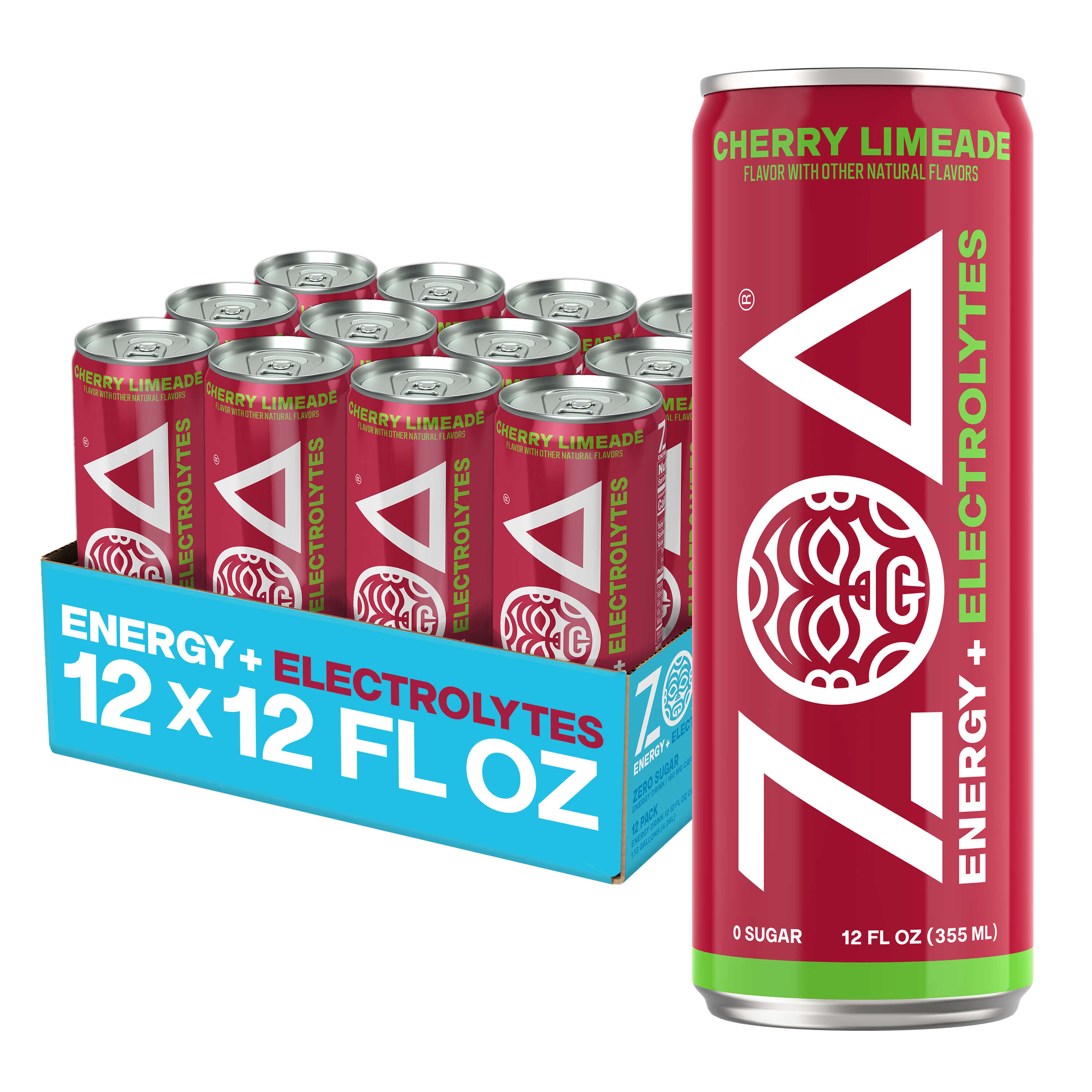 ZOA Cherry Limeade 12oz Sugar Free Energy Drink - 12 pack