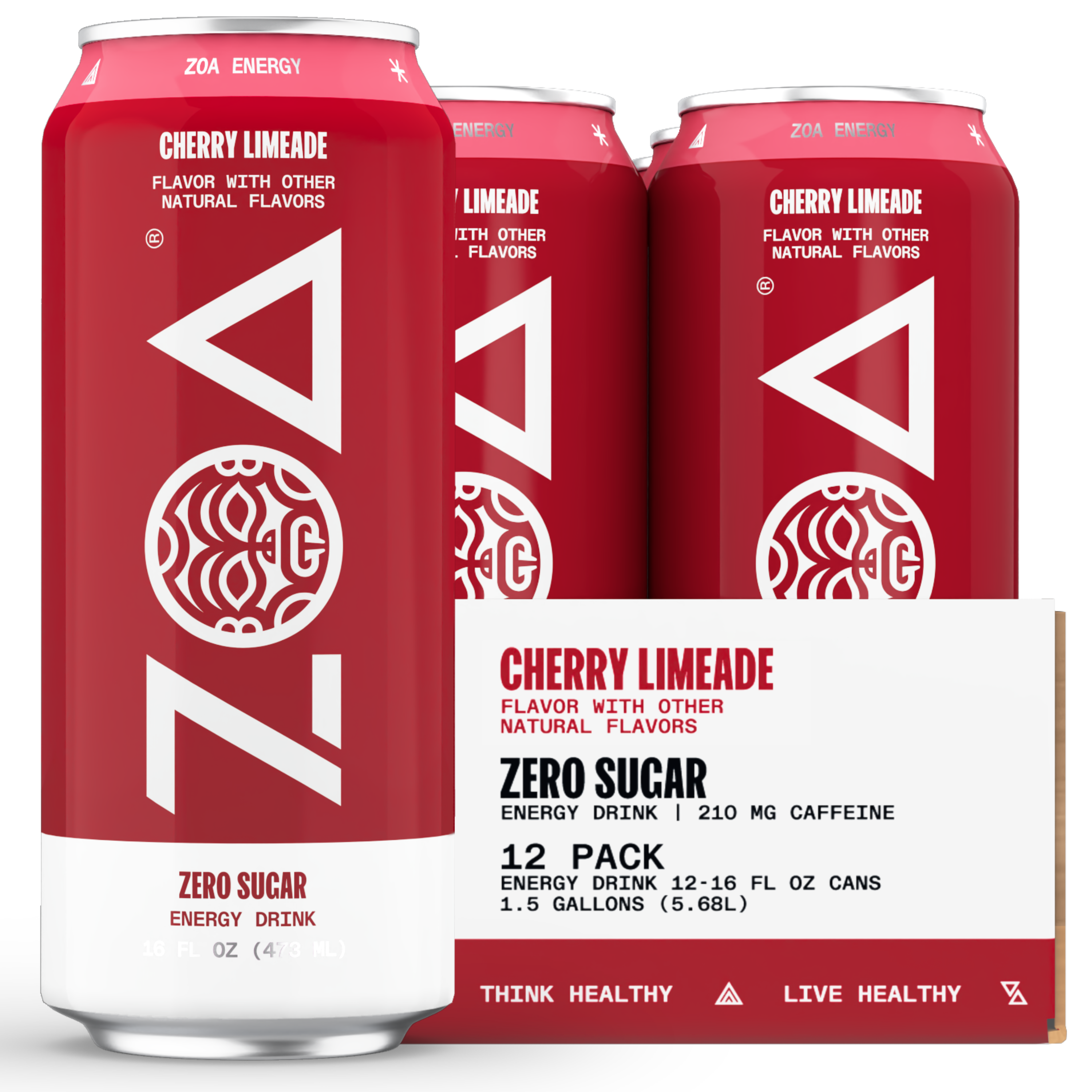 ZOA Cherry Limeade Energy Drink 16 Ounce