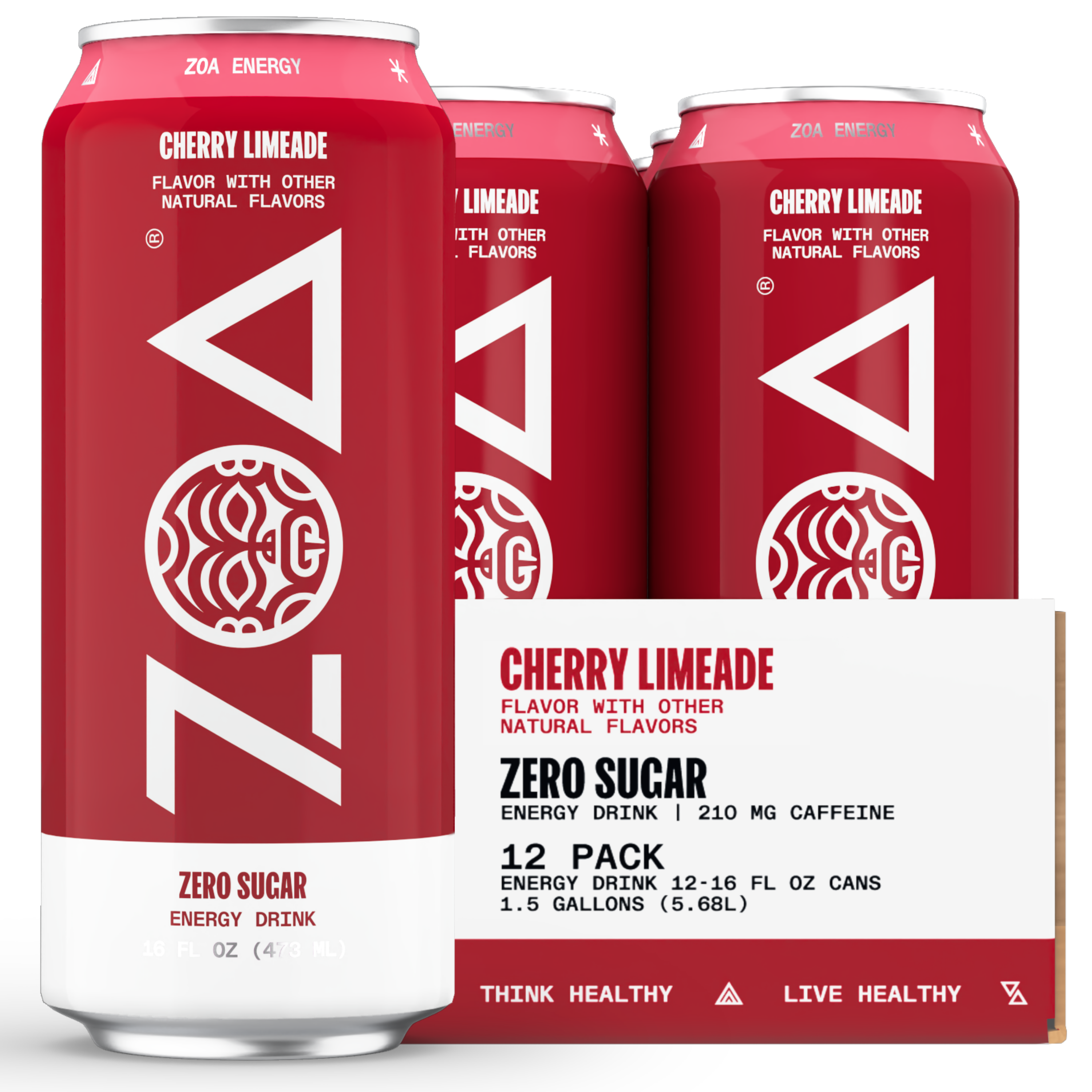 ZOA Cherry Limeade 16oz Sugar Free Energy Drink - 12 pack