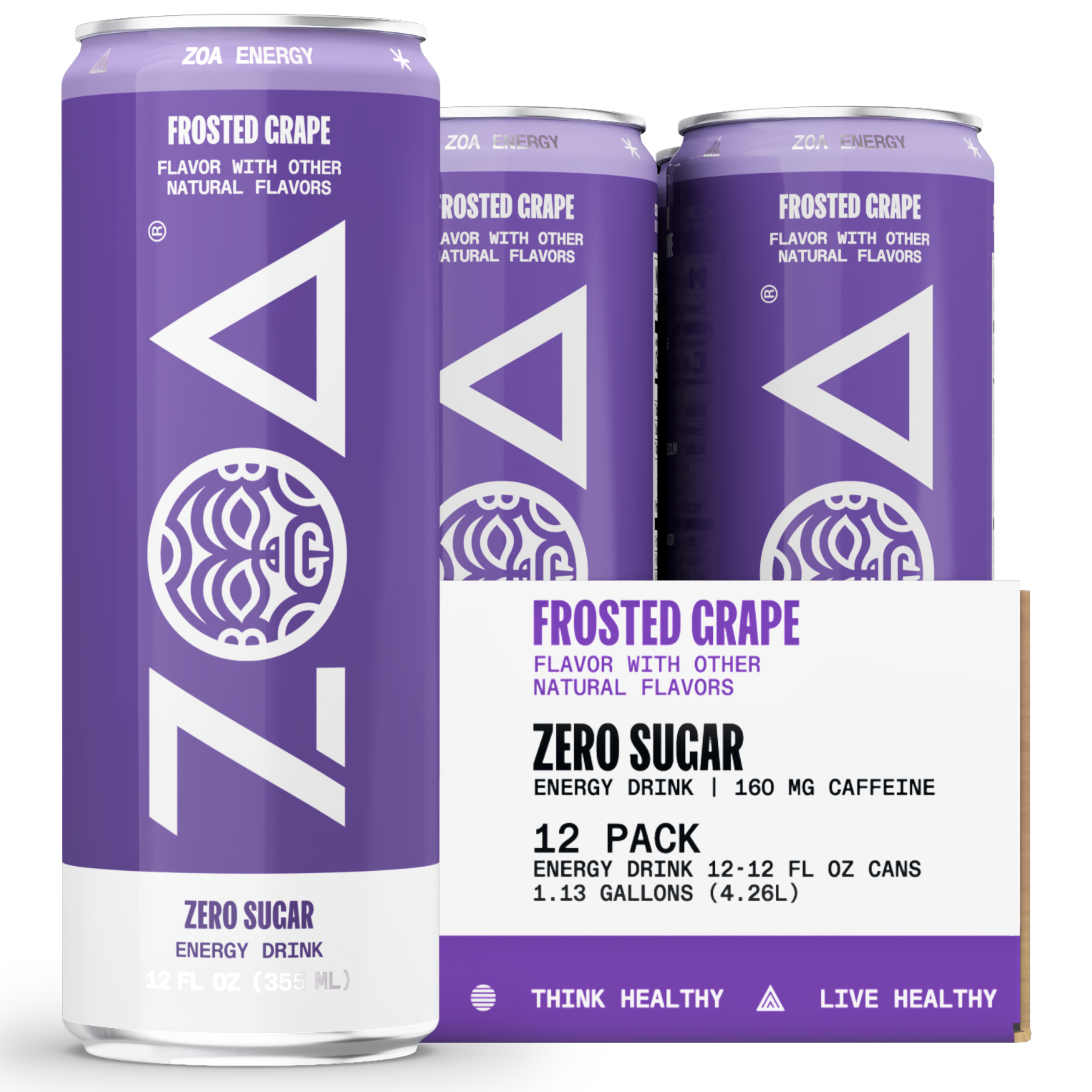 ZOA Frosted Grape Energy Drink 12 Ounce