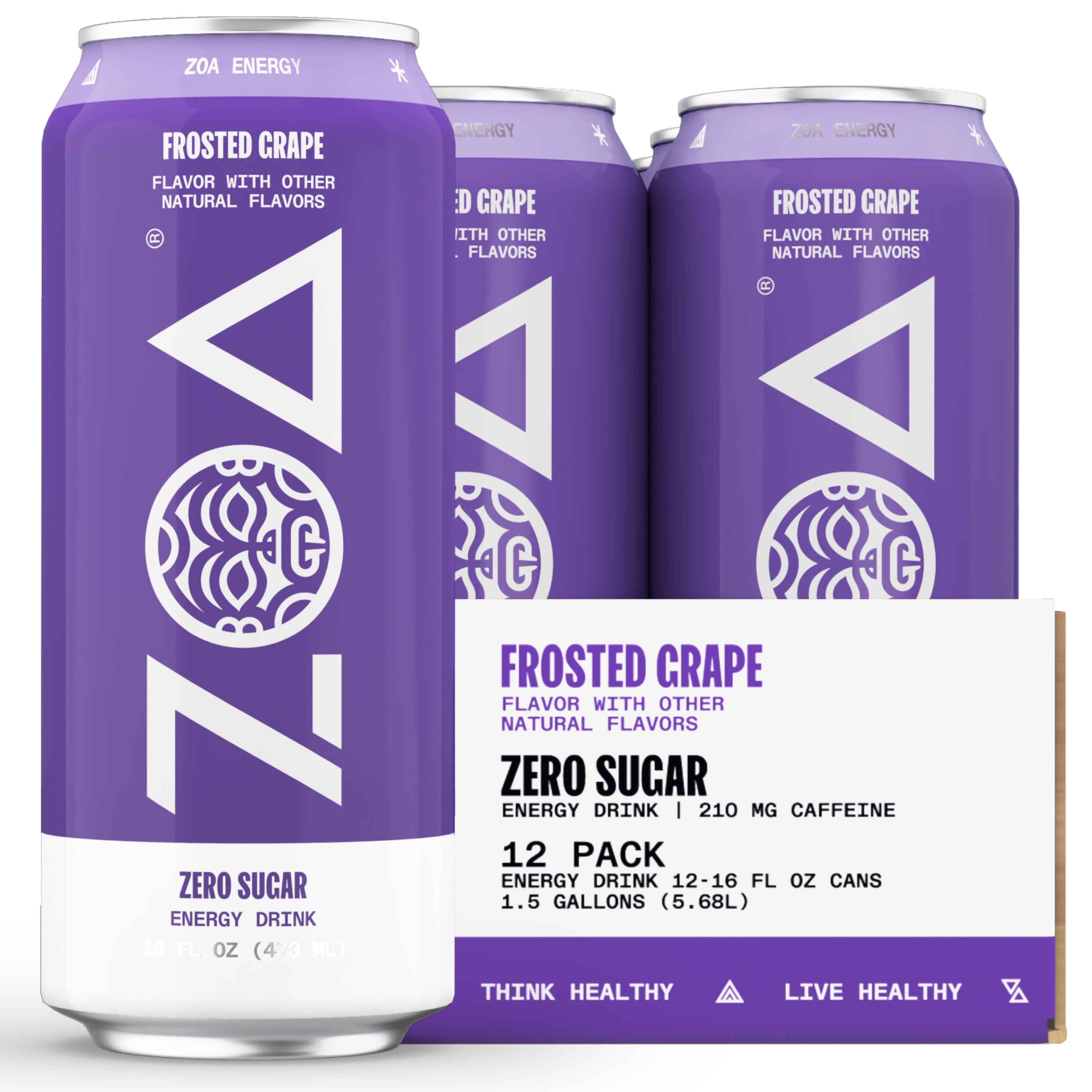 ZOA Frosted Grape Energy Drink 16 Ounce