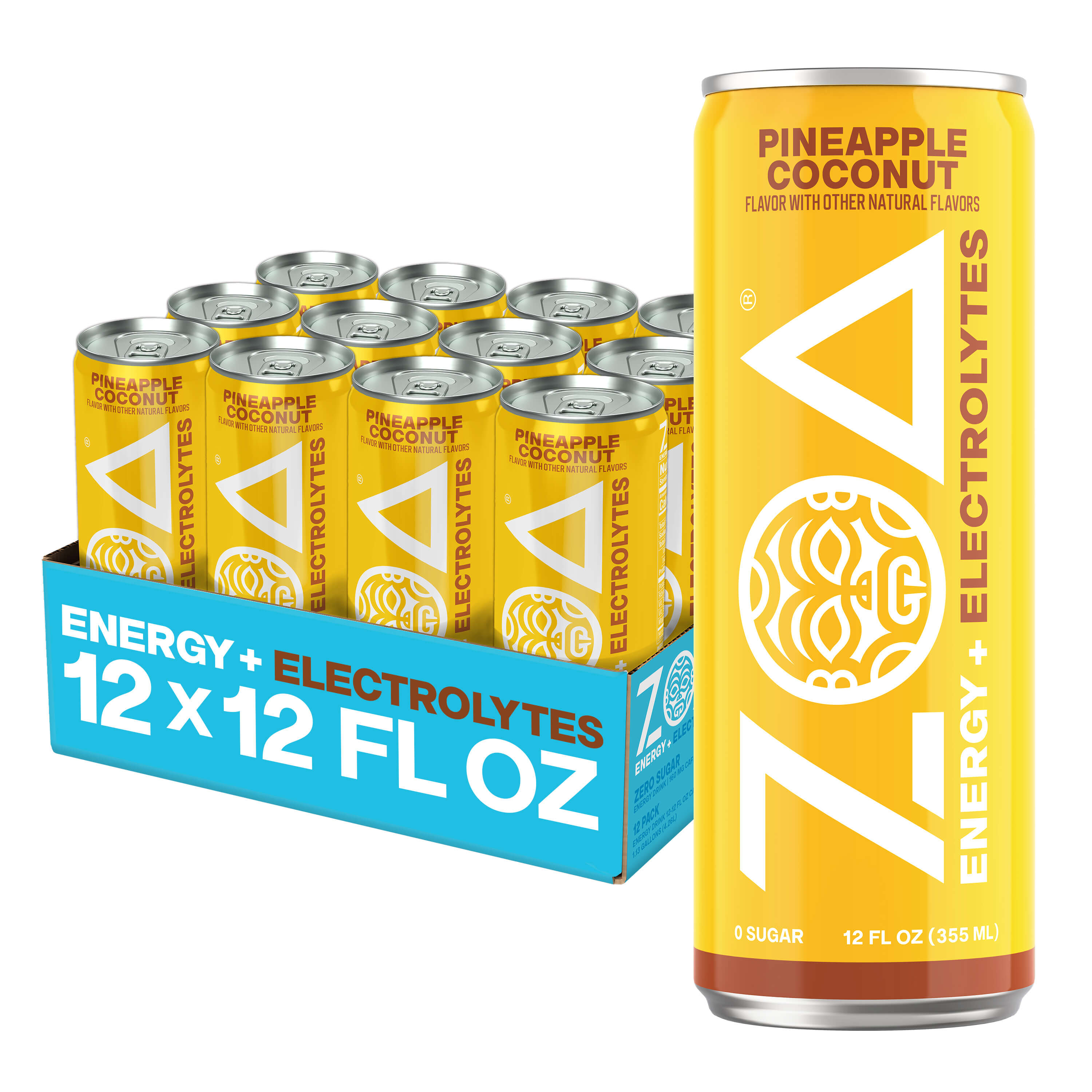 ZOA Pineapple Coconut Sugar Free Energy Drink - 12OZ