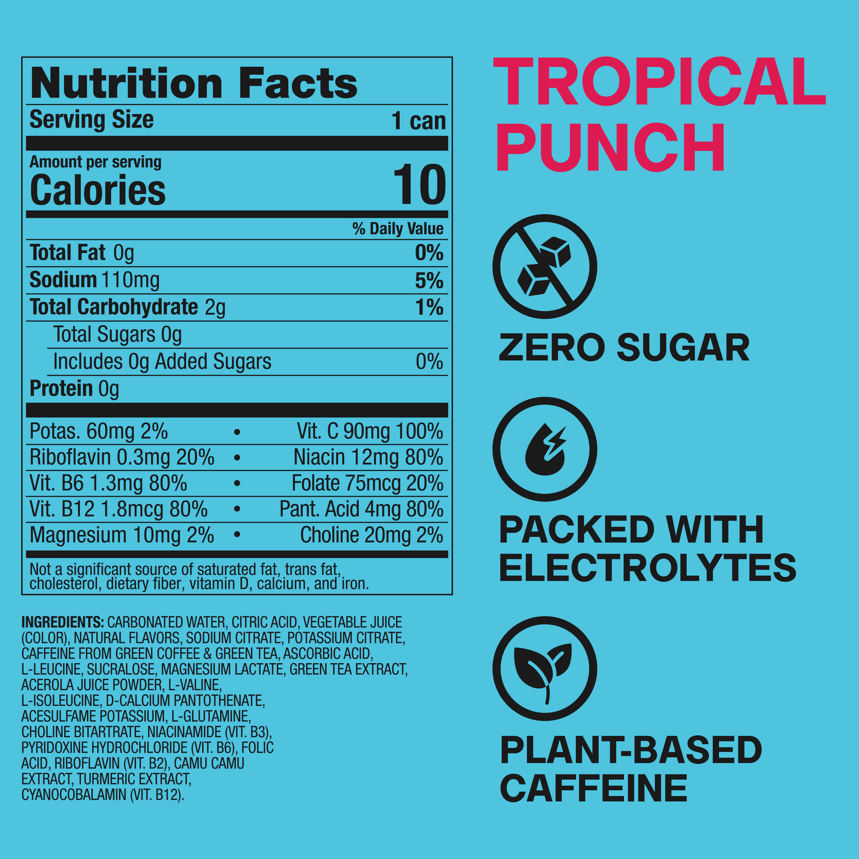 ZOA Tropical Punch Sugar Free Energy Drink - 12OZ