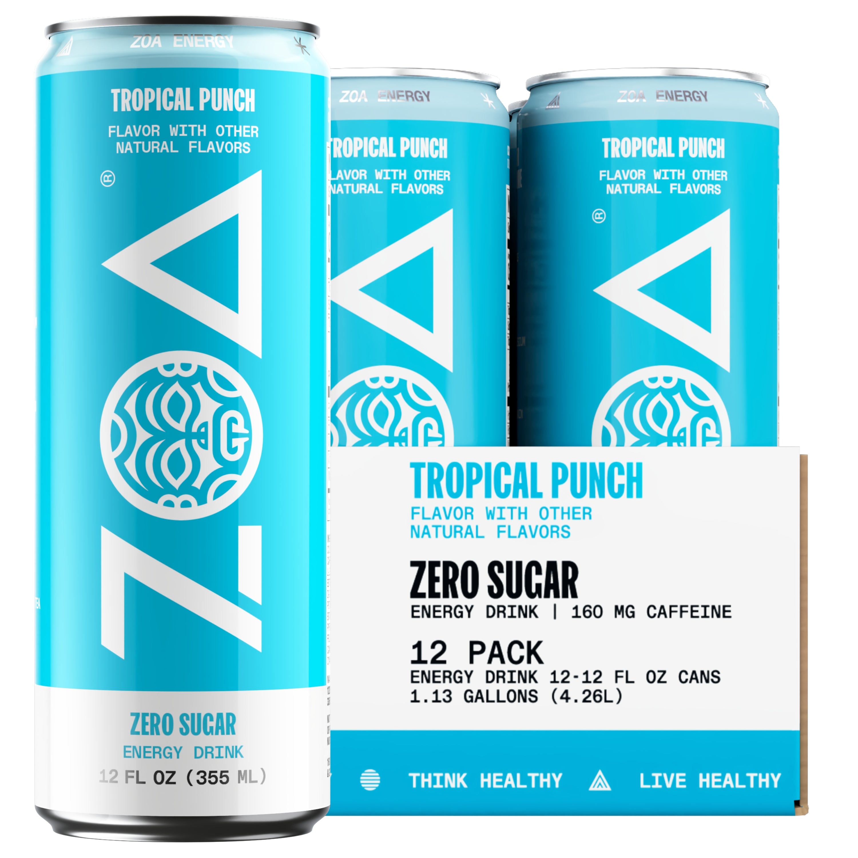 ZOA Tropical Punch Sugar Free Energy Drink - 12OZ