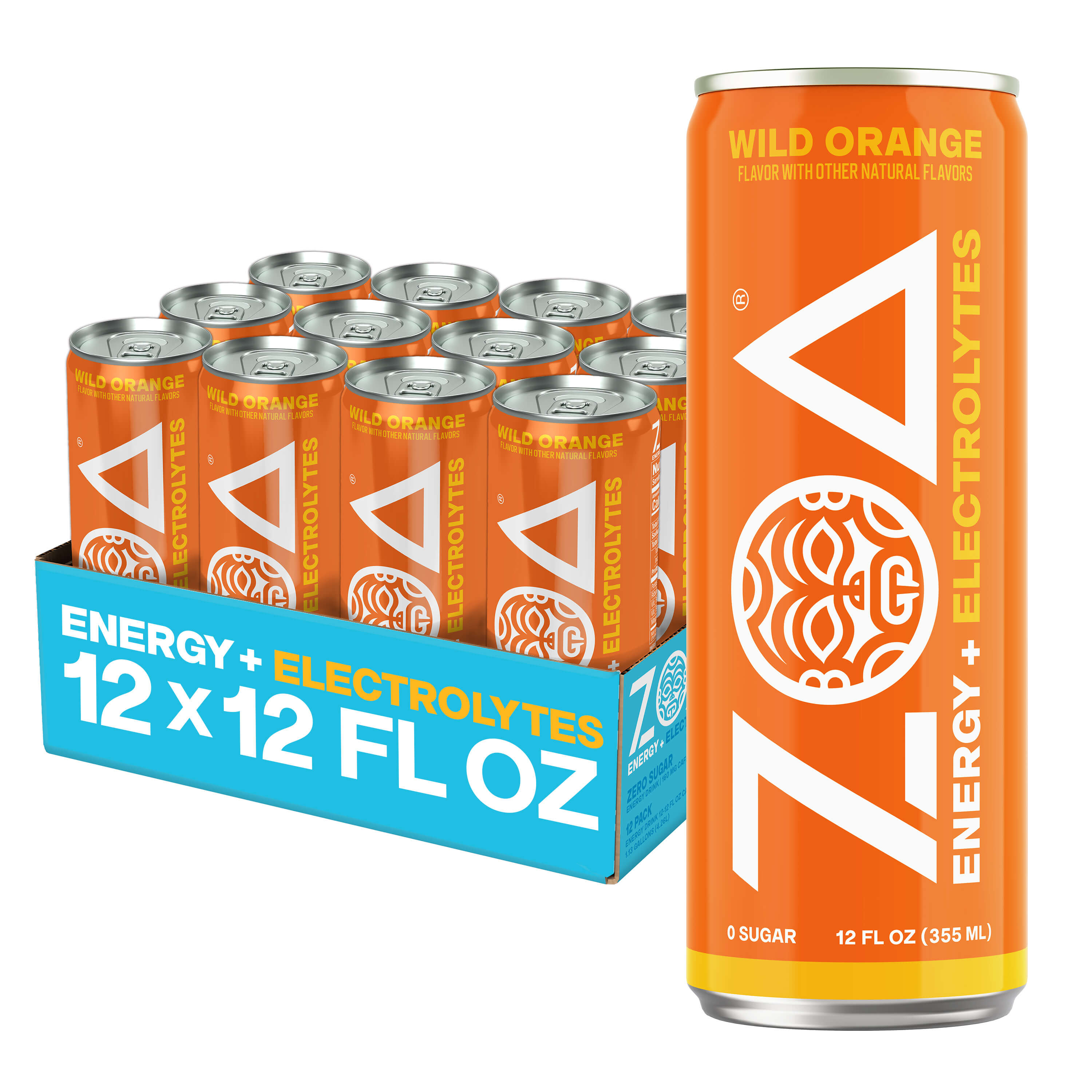 ZOA Wild Orange 12oz Sugar Free Energy Drink - 12 pack
