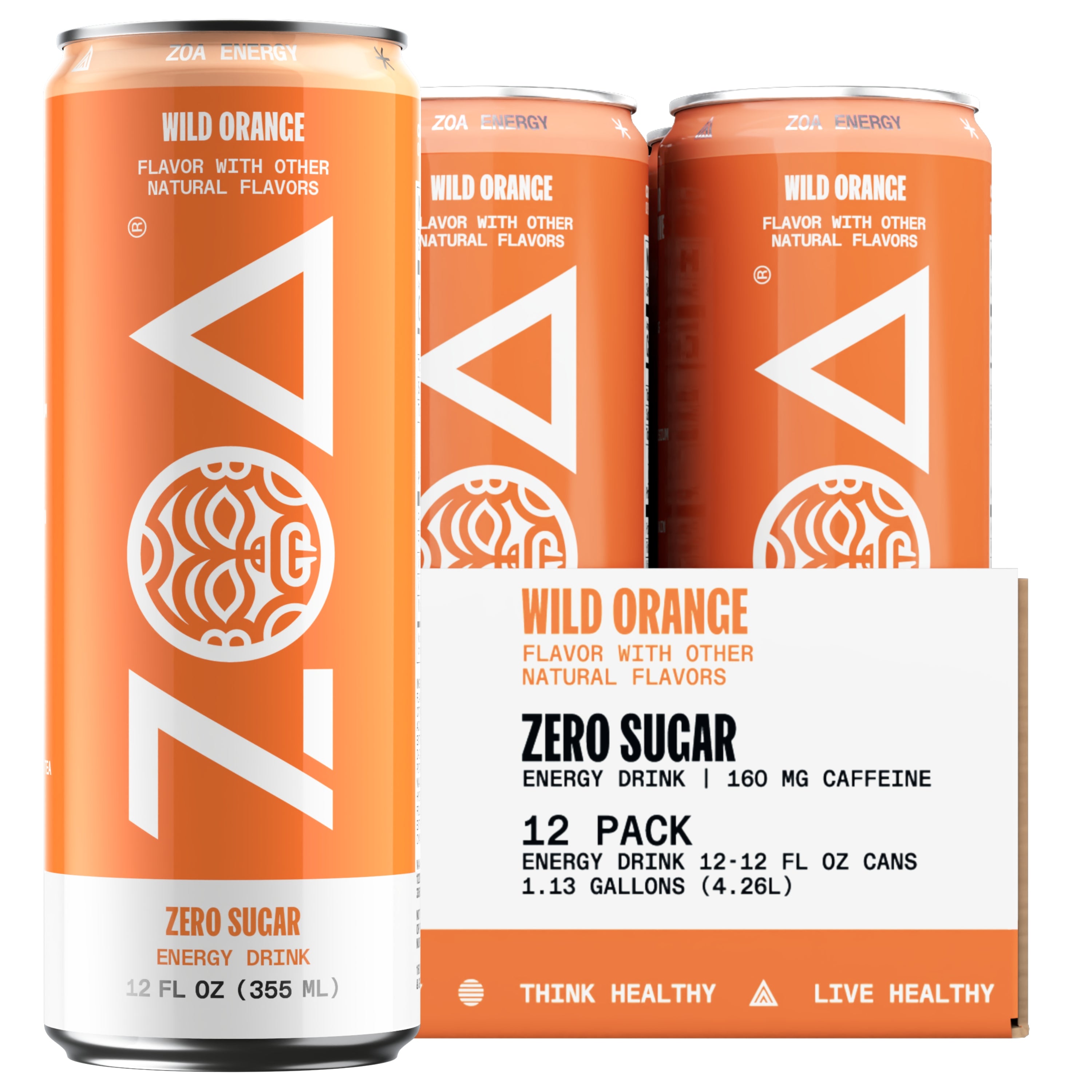 ZOA Wild Orange 12oz Sugar Free Energy Drink - 12 pack