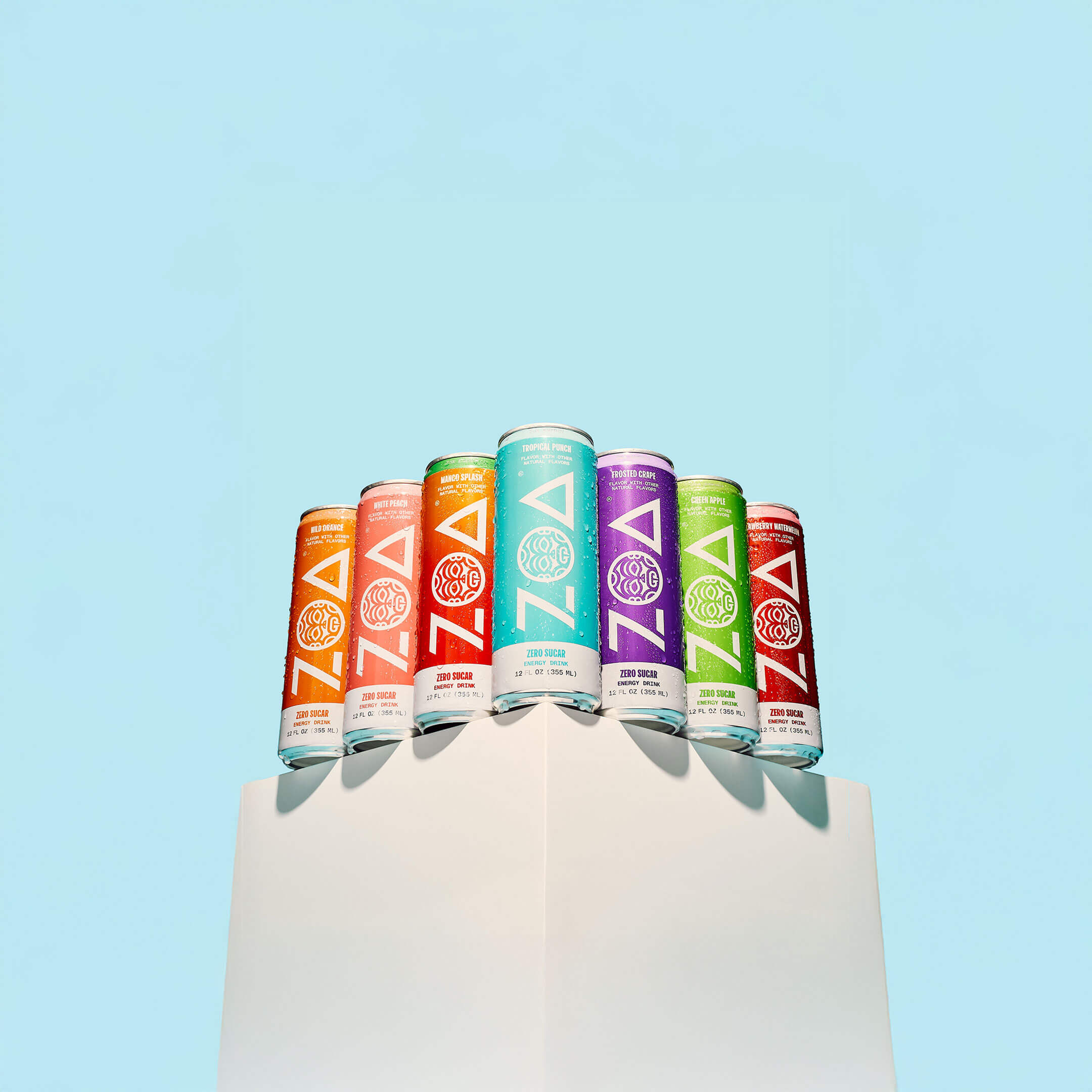 ZOA White Peach 16oz Sugar Free Energy Drink - 12 pack